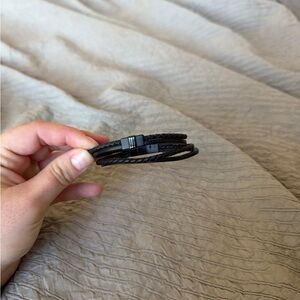 Fossil Townsman Multi-Strand Black Leather Bracelet